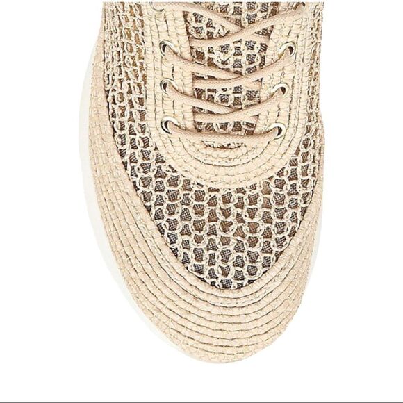 SAM Edelman Delma Ribbed Lace Up Sneakers in Natural Size 8/ 38 - Picture 5 of 13